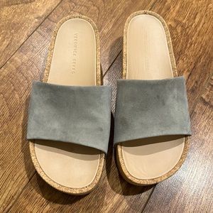 Veronica Beard Dresdyn gray suede platform slide